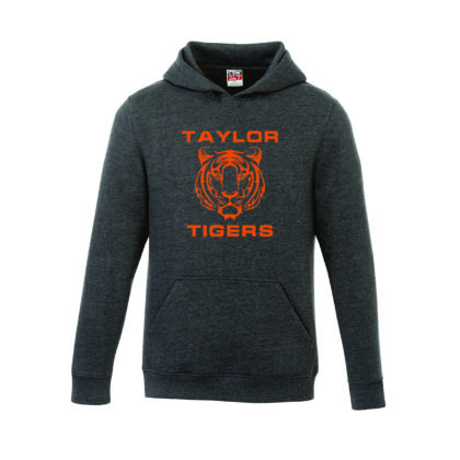 Youth Cotton Poly Hoody, Full Chest Taylor Tigers Logo